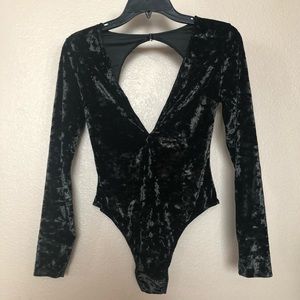 Victoria’s Secret Black Crushed Velvet Bodysuit